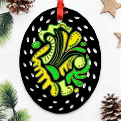 Yellow And Green Spot Oval Filigree Ornament (2-side)  by Valentinaart