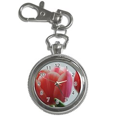 Red - White Tulip Flower Key Chain Watches by picsaspassion