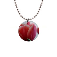 Red - White Tulip Flower Button Necklaces by picsaspassion