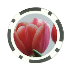 Red - White Tulip Flower Poker Chip Card Guards by picsaspassion