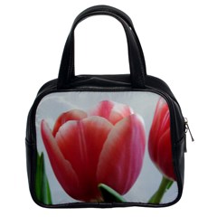 Red - White Tulip Flower Classic Handbags (2 Sides) by picsaspassion