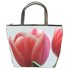 Red - White Tulip Flower Bucket Bags by picsaspassion