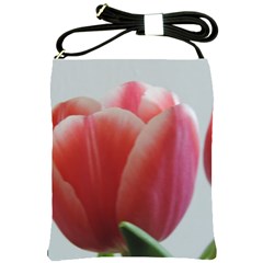 Red - White Tulip Flower Shoulder Sling Bags by picsaspassion