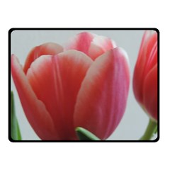 Red - White Tulip Flower Fleece Blanket (small)