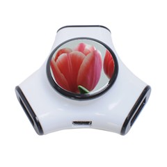 Red - White Tulip Flower 3-port Usb Hub