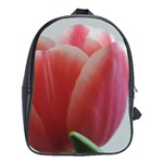 Red - White Tulip flower School Bags (XL)  Front