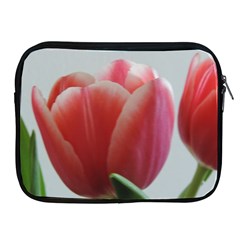 Red - White Tulip Flower Apple Ipad 2/3/4 Zipper Cases by picsaspassion