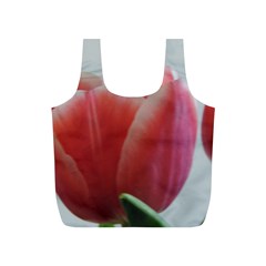 Red - White Tulip Flower Full Print Recycle Bags (s)  by picsaspassion