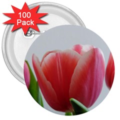 Red Tulips 3  Buttons (100 Pack) 