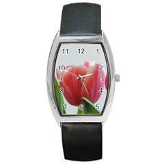 Red Tulips Barrel Style Metal Watch by picsaspassion