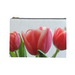 Red Tulips Cosmetic Bag (large)  by picsaspassion