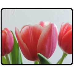 Red Tulips Fleece Blanket (medium)  by picsaspassion