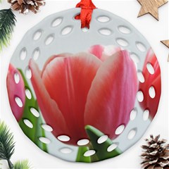 Red Tulips Round Filigree Ornament (2side) by picsaspassion