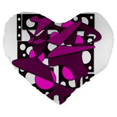 Something Purple Large 19  Premium Flano Heart Shape Cushions by Valentinaart