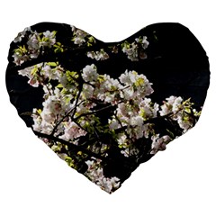 Blooming Japanese Cherry Flowers Large 19  Premium Flano Heart Shape Cushions by picsaspassion