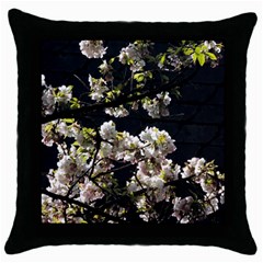 Japanese Cherry Flower Throw Pillow Case (black) by picsaspassion