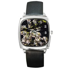 Japanese Cherry Flower Square Metal Watch by picsaspassion