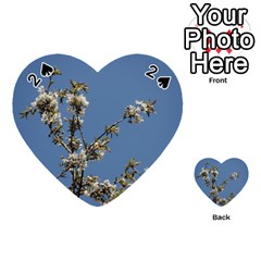 White Cherry Flowers And Blue Sky Playing Cards 54 (heart)  by picsaspassion