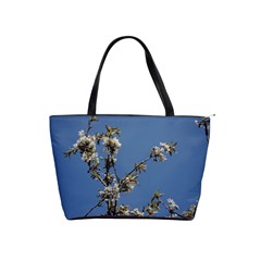 White Cherry Flowers And Blue Sky Shoulder Handbags by picsaspassion