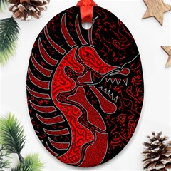 Red Dragon Ornament (oval)  by Valentinaart