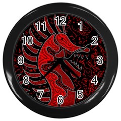 Red Dragon Wall Clocks (black) by Valentinaart