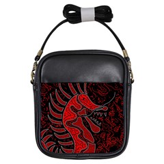 Red Dragon Girls Sling Bags by Valentinaart