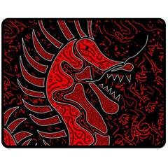 Red Dragon Fleece Blanket (medium)  by Valentinaart