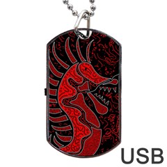 Red Dragon Dog Tag Usb Flash (one Side)