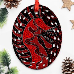 Red Dragon Oval Filigree Ornament (2-side)  by Valentinaart