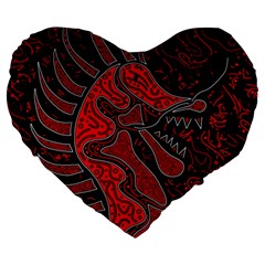 Red Dragon Large 19  Premium Heart Shape Cushions by Valentinaart