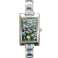 Blue Forget-me-not Flowers Rectangle Italian Charm Watch by picsaspassion