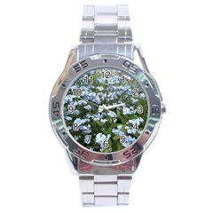 Blue Forget-me-not Flowers Stainless Steel Analogue Watch by picsaspassion