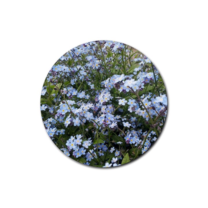 Little Blue Forget-me-not flowers Rubber Round Coaster (4 pack) 