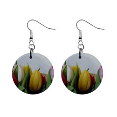 Colorful Bouquet Tulips Mini Button Earrings by picsaspassion