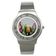 Colorful Bouquet Tulips Stainless Steel Watch