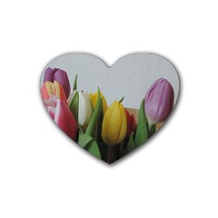 Colorful Bouquet Tulips Heart Coaster (4 Pack) 