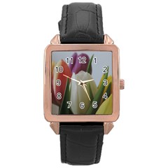 Colored By Tulips Rose Gold Leather Watch  by picsaspassion