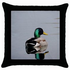 Swimming Duck Throw Pillow Case (black) by picsaspassion