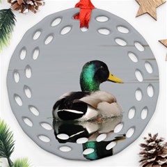 Swimming Duck Round Filigree Ornament (2side) by picsaspassion