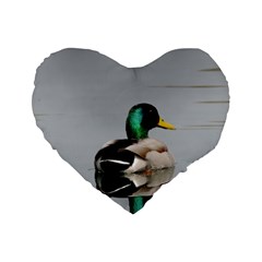 Swimming Duck Standard 16  Premium Heart Shape Cushions by picsaspassion