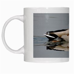 Wild Duck Swimming In Lake White Mugs by picsaspassion