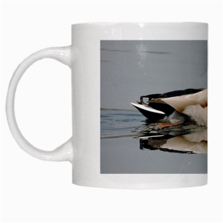 Wild Duck swimming in lake White Mugs