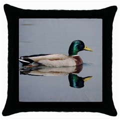 Wild Duck Swimming In Lake Throw Pillow Case (black) by picsaspassion