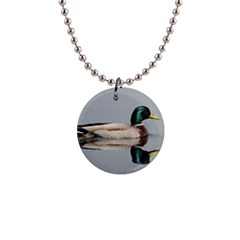 Wild Duck Swimming In Lake Button Necklaces