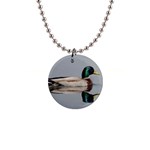 Wild Duck swimming in lake Button Necklaces Front