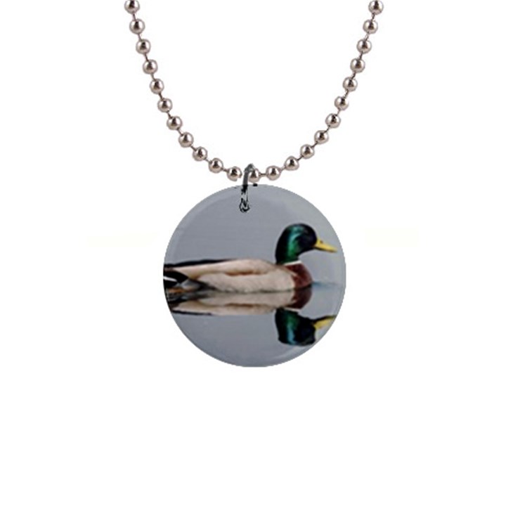 Wild Duck swimming in lake Button Necklaces