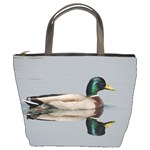 Wild Duck swimming in lake Bucket Bags Front