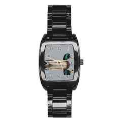 Wild Duck Swimming In Lake Stainless Steel Barrel Watch by picsaspassion