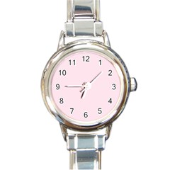 Pink Color Design Round Italian Charm Watch by picsaspassion