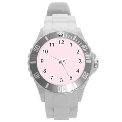 Pink Color Design Round Plastic Sport Watch (l) by picsaspassion